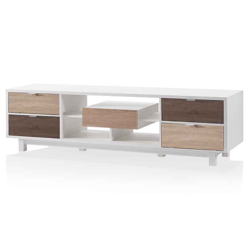 Kareene 4-Drawer Multi Storage Beige and White 7-inch TV Stand