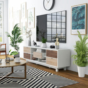 Kareene 4-Drawer Multi Storage Beige and White 7-inch TV Stand