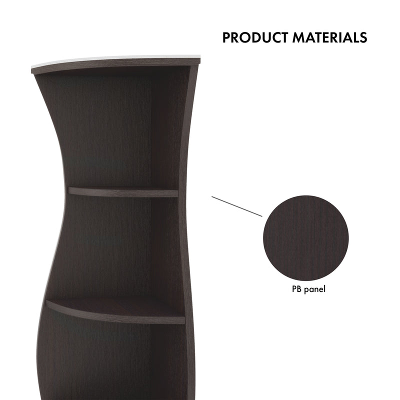 Madeena Walnut Curved 7-inch 5-Shelf Space-Saving Corner Display Case