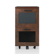 Butone Vintage Walnut Mobile 2-Drawer File Cabinet with Wire Mesh