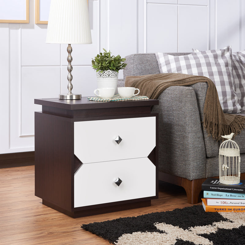 Terrance Contemporary Walnut/White End Table