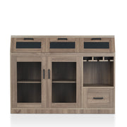 Masika Brown Buffet with Chalkboard Panel Drawers & Wire Mesh Cabinets