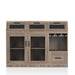 Masika Brown Buffet with Chalkboard Panel Drawers & Wire Mesh Cabinets