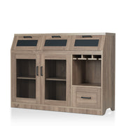 Masika Brown Buffet with Chalkboard Panel Drawers & Wire Mesh Cabinets