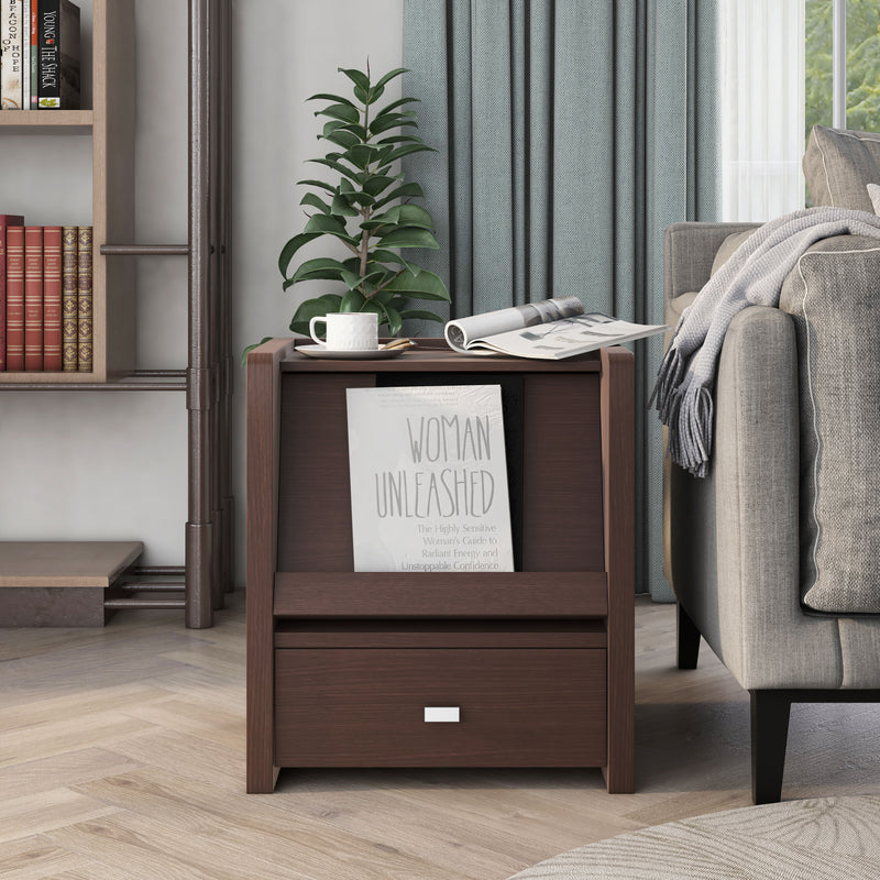 Lenida Transitional Style Walnut Finish End Table