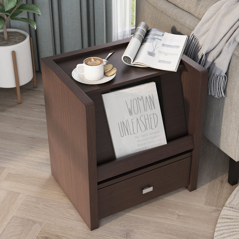 Lenida Transitional Style Walnut Finish End Table