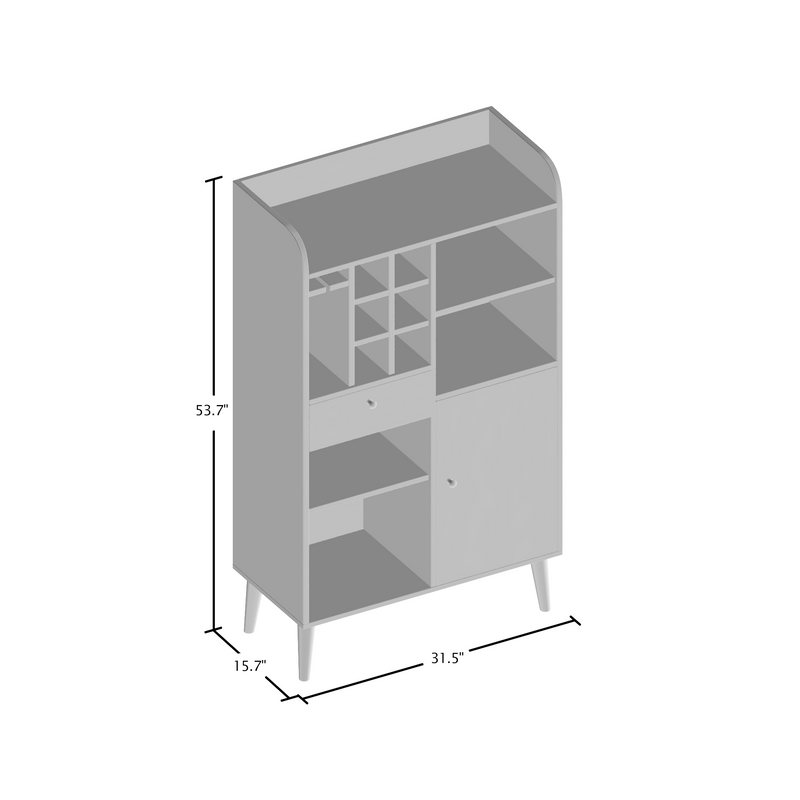 Coughman Distressed Walnut 6-Bottle Wine Slot & Stemware Cabinet