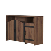 Rosarita Distressed Walnut and Black Saloon Door 6-Bottle Wine Cabinet