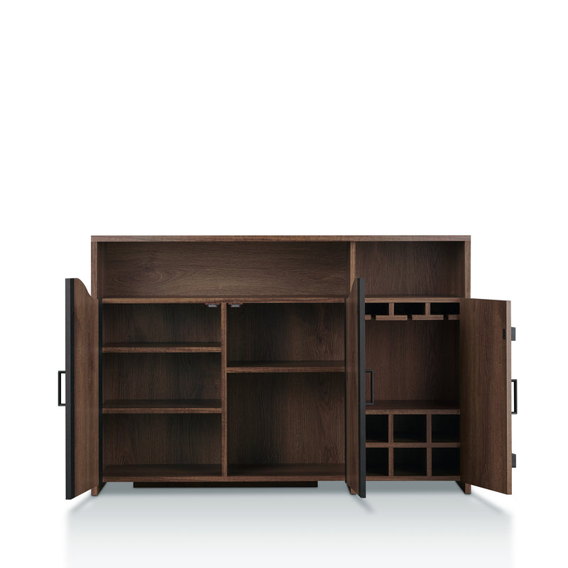 Rosarita Distressed Walnut and Black Saloon Door 6-Bottle Wine Cabinet