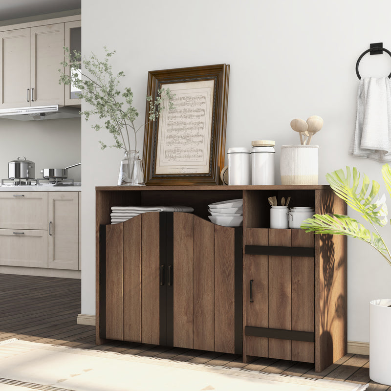 Rosarita Distressed Walnut and Black Saloon Door 6-Bottle Wine Cabinet