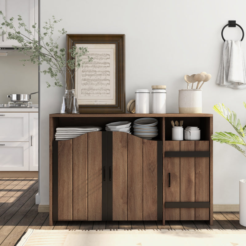 Rosarita Distressed Walnut and Black Saloon Door 6-Bottle Wine Cabinet