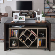 Minshew Chestnut Brown Multi-Functional Mobile Wine Rack & Server