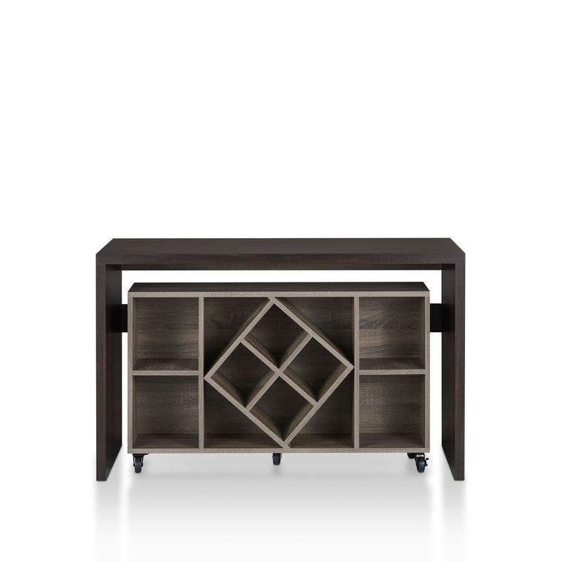 Minshew Chestnut Brown Multi-Functional Mobile Wine Rack & Server