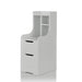 Left angled contemporary white two-drawer tall nightstand on a white background