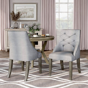 Solis Contemporary Tufted Flannelette Silver Wingback Dining Chair (Set of 2)