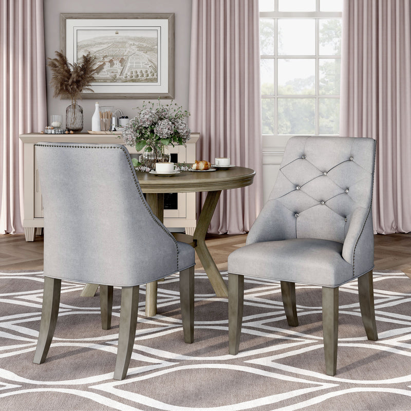 Solis Contemporary Tufted Flannelette Silver Wingback Dining Chair (Set of 2)