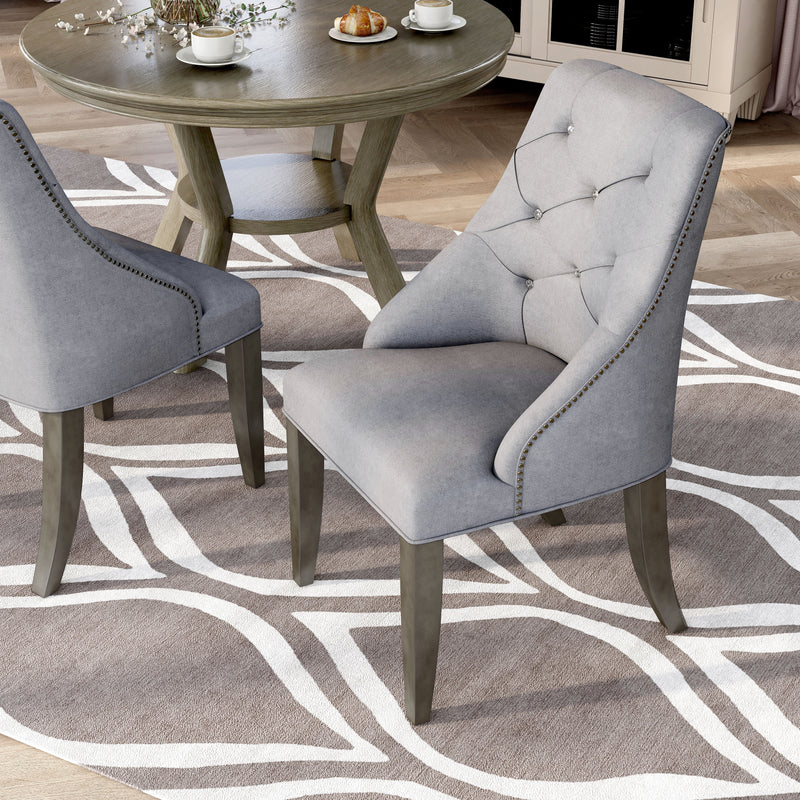 Solis Contemporary Tufted Flannelette Silver Wingback Dining Chair (Set of 2)