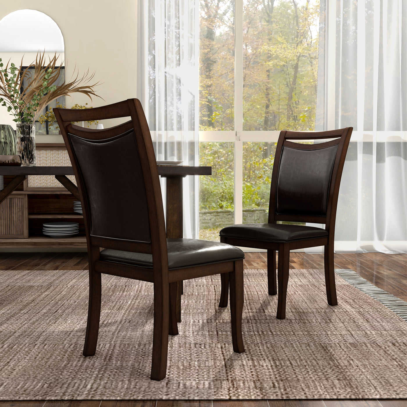 Asher Espresso Faux Leather Upholstered Dining Chairs (Set of 2) — 24/7 ...