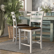 Sea white ladderback counter height chair against a white background.