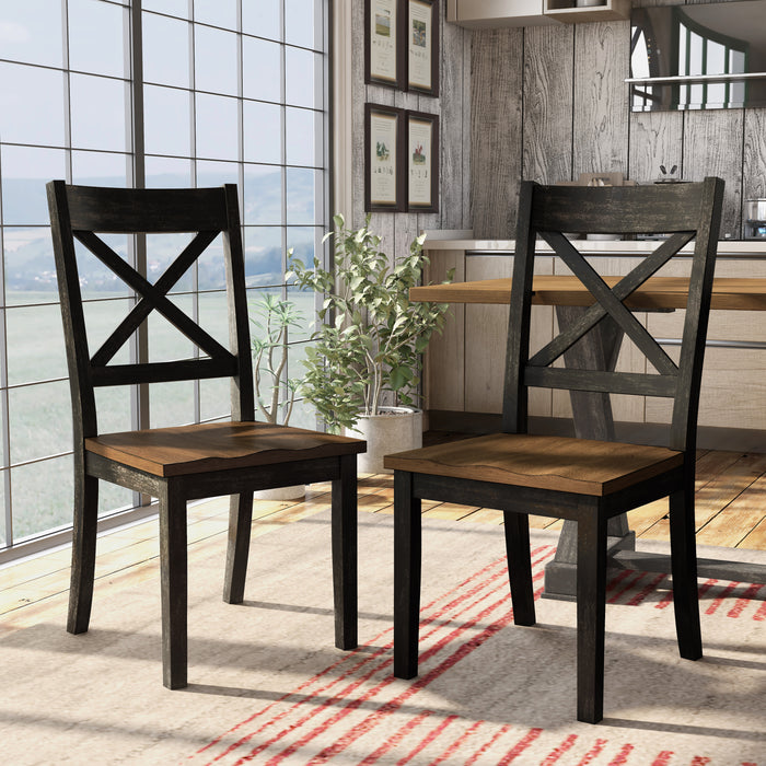 Scholl Rustic Cross Back Dining Chairs (Set of 2)