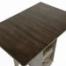 Close-up detail view of dark walnut finish tabletop on a white background