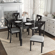 Socarra Black X-Back & Light Grey Tan Fabric 5-Piece Dining Set