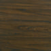 Swatch of dark oak finish for round tabletop of rustic antique white trestle dining table