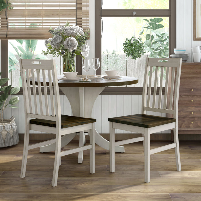 Hersden Rustic Dark Oak and Antique White Dining Chair (Set of 2)