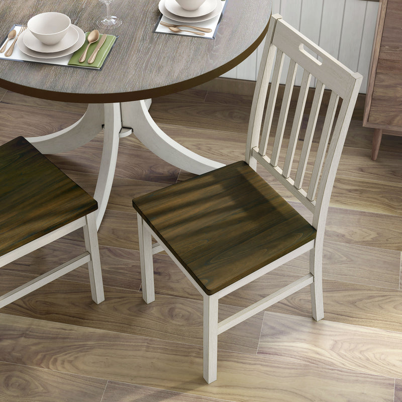 Hersden Rustic Dark Oak and Antique White Dining Chair (Set of 2)