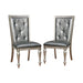 Arynah Silver & Grey Leatherette Button-Tufted Dining Chairs, Set of 2