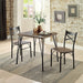 Left-angled three-piece casual bistro set with a square table and two chairs in a modern farmhouse breakfast nook with accessories