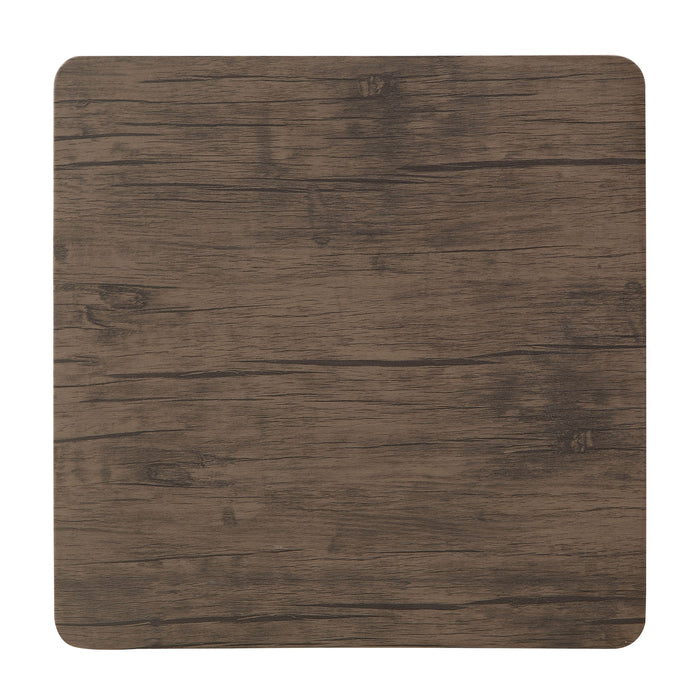 Top view square brown wood grain tabletop detail on a white background
