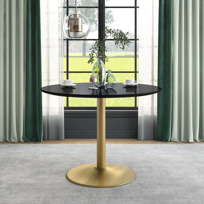 Chanice High Gloss & Gold Coated Disk Base 42-inch Round Dining Table