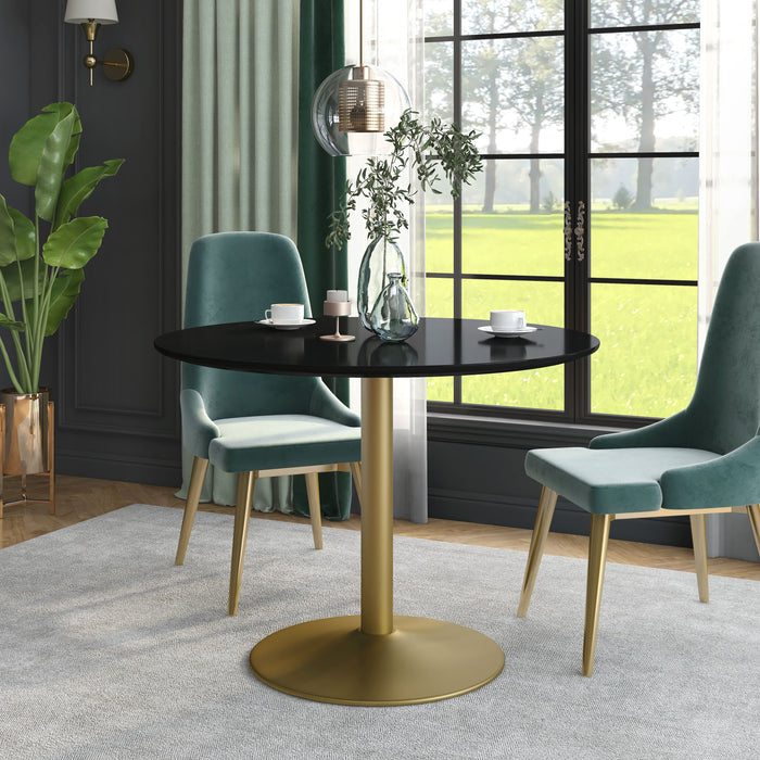 Chanice High Gloss & Gold Coated Disk Base 42-inch Round Dining Table