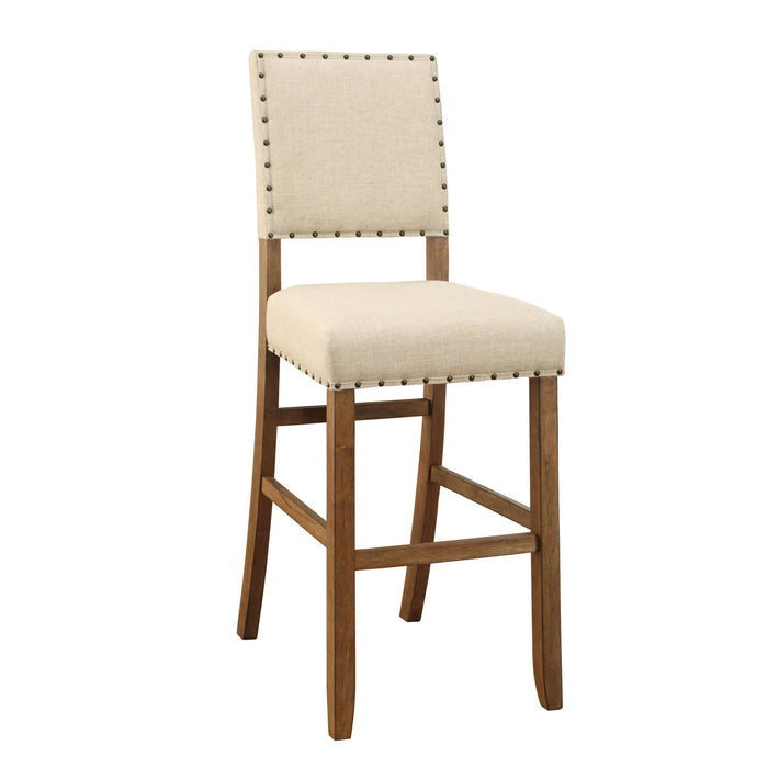 Ambrosia Off-White Nailhead Trim Bar Height Dining Chairs, Set of 2