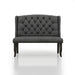 Front-facing ambrosia transitional gray nailhead trim fabric loveseat dining bench on a white background