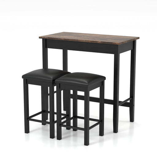 Zimmerman Black Upholstered Compact 3-Piece Counter Height Dining Set