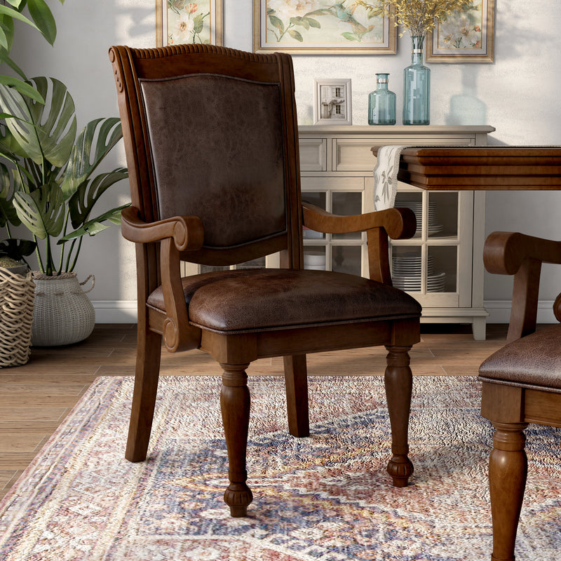 Dolly Formal Brown Cherry Finish Arm Chair