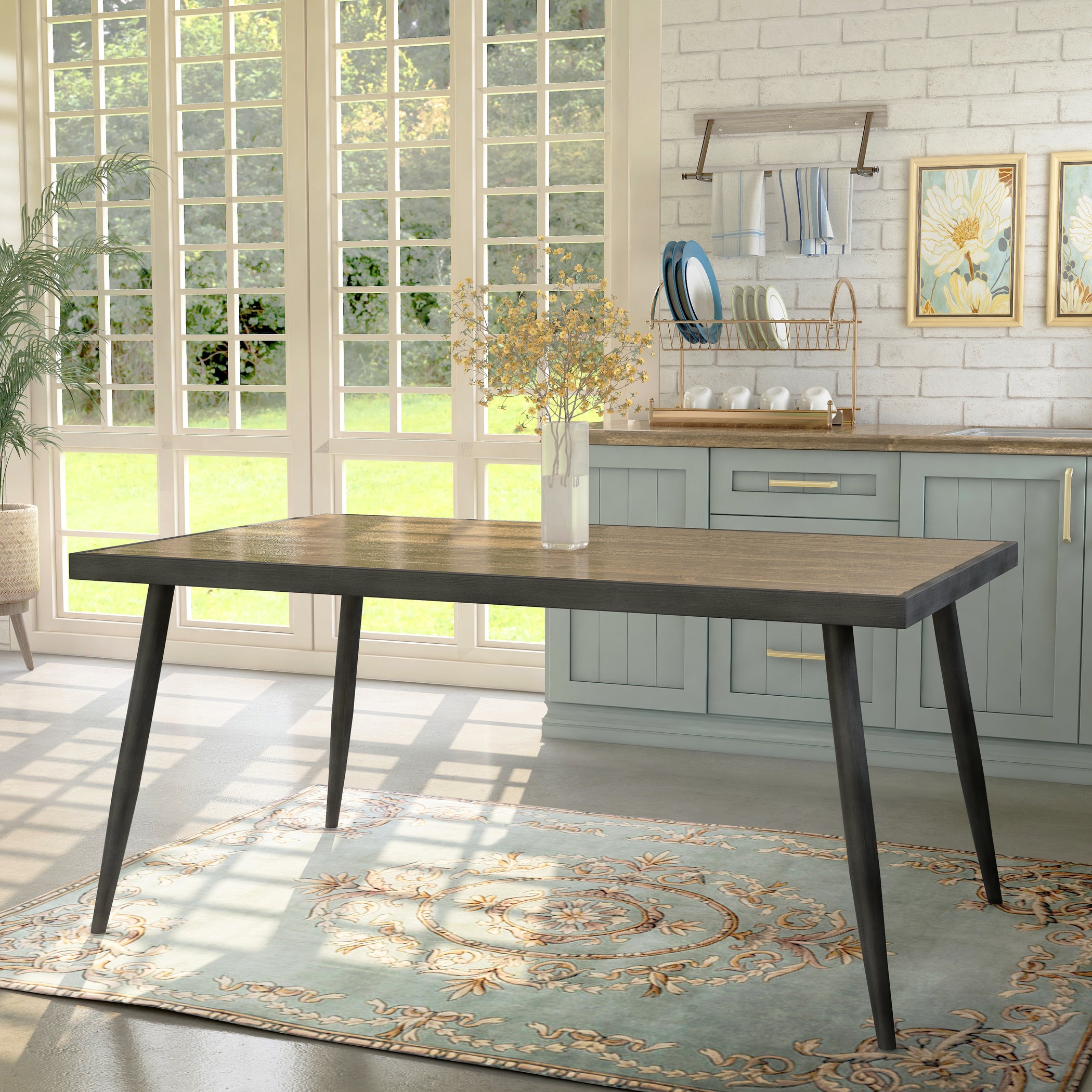 Astrid Urban Gray Tapered & Splayed Leg 64-inch Dining Table, Seats 6 ...