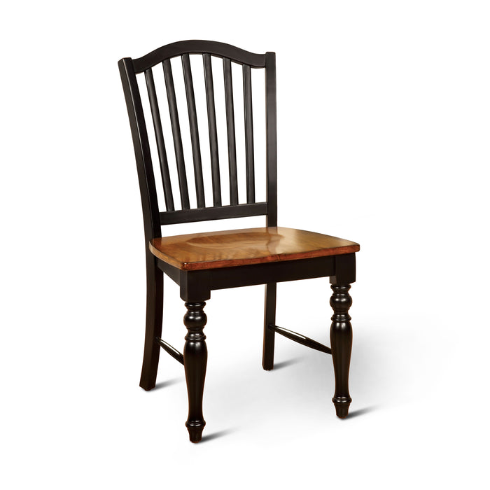 Mayville Black & Antique Oak Slatted Back Dining Chairs (Set of 2)