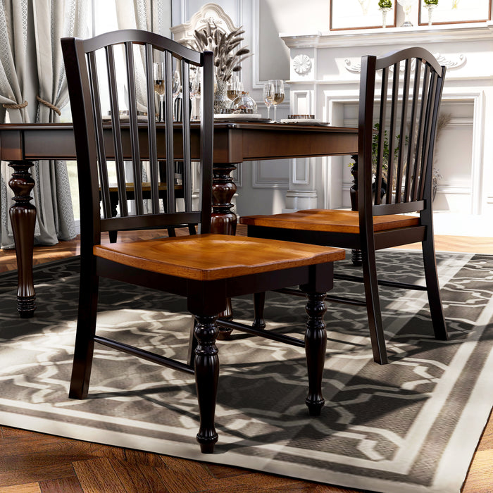 Mayville Country Style Black & Antique Oak Finish Dining Chairs