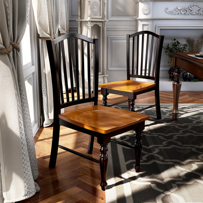 Mayville Country Style Black & Antique Oak Finish Dining Chairs