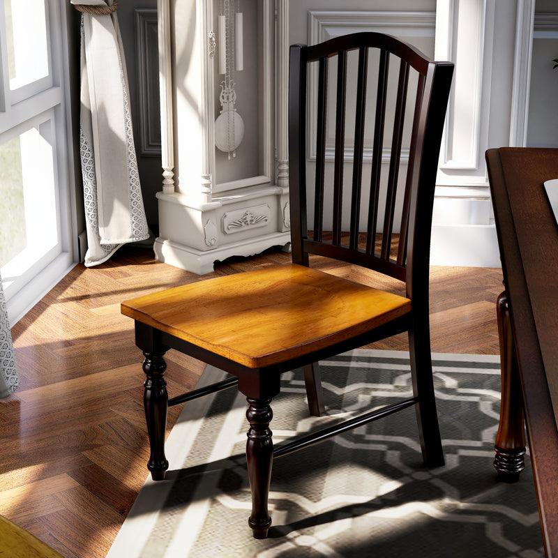 Mayville Country Style Black & Antique Oak Finish Dining Chairs