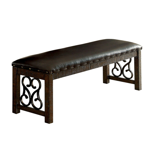 Gulliver Rustic Walnut Textured Wood & Leatherette Upholstered Bench
