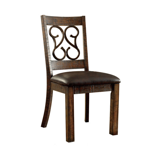 Gulliver Traditional Rustic Walnut Leatherette Dining Chair (Set of 2)