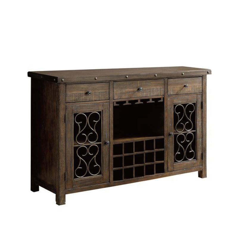 Gulliver Traditional Multi-Storage Dining Server, Rustic Walnut