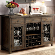 Gulliver Traditional Multi-Storage Dining Server, Rustic Walnut