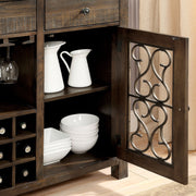 Gulliver Traditional Multi-Storage Dining Server, Rustic Walnut