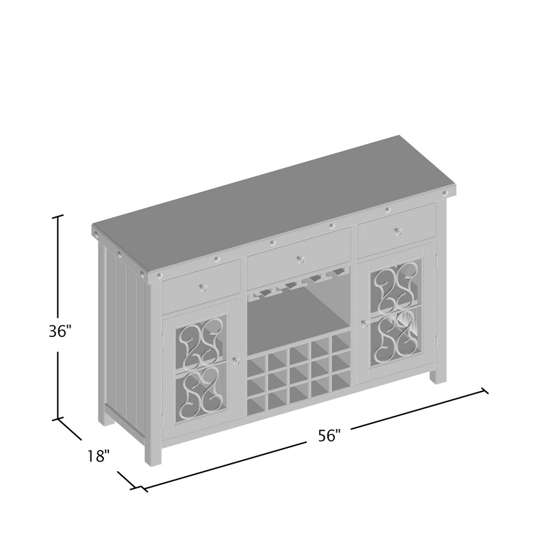 Gulliver Traditional Multi-Storage Dining Server, Rustic Walnut