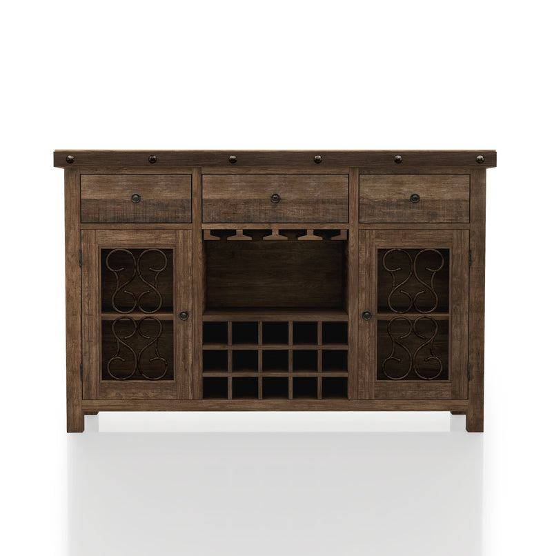 Gulliver Traditional Multi-Storage Dining Server, Rustic Walnut